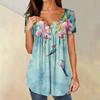Women Tunic Tops Dressy Casual Summer Short Sleeve Shirts Loose Fit Pleated Boho Top