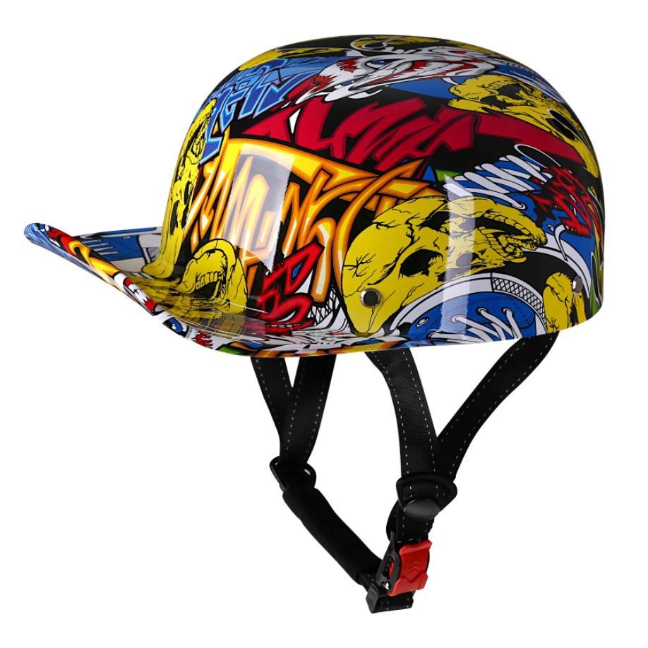 Cross-border retro gangster personality cap baseball cap helmet four seasons cycling men Harley electric car helmet half helmet