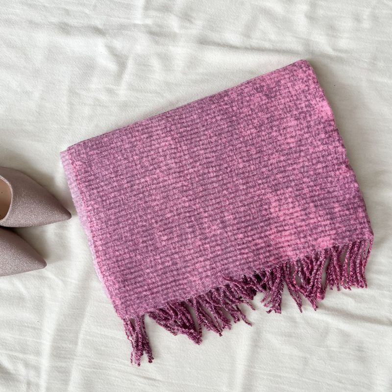 Шарф под кашемир осенне-зимний однотонный креповый с градиентом средней длины теплый шарф милый модный с бахромой шаль