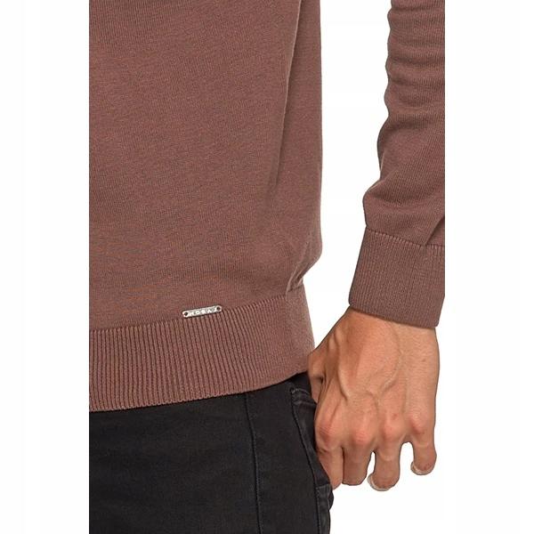 Elegant Men's Sweater with a Straight Cut, Classic Cotton, Comfortable MORAJ M brown
