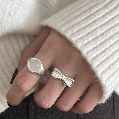 Корейское кольцо Ins Bow Ring женское темпераментное простое нишевое регулируемое кольцо