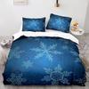 3D Snowflake King Queen Duvet Cover Romantic Purple Snow Landscape Bedding Set For Kids Teens Adults Christmas Soft Quilt Cover
