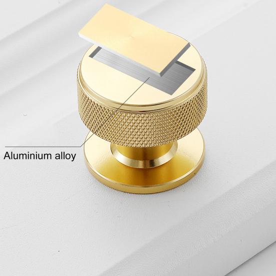 Round Gold Knobs Single Hole Cabinet Drawer Pulls Aluminum Furniture Hardware Handle for Cupboard Wardrobe Vanity Closet Door