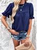 Diyun Женская европейская и американская футболка с коротким рукавом, повседневная, однотонная, с вырезами, коллекция весна/лето 2024