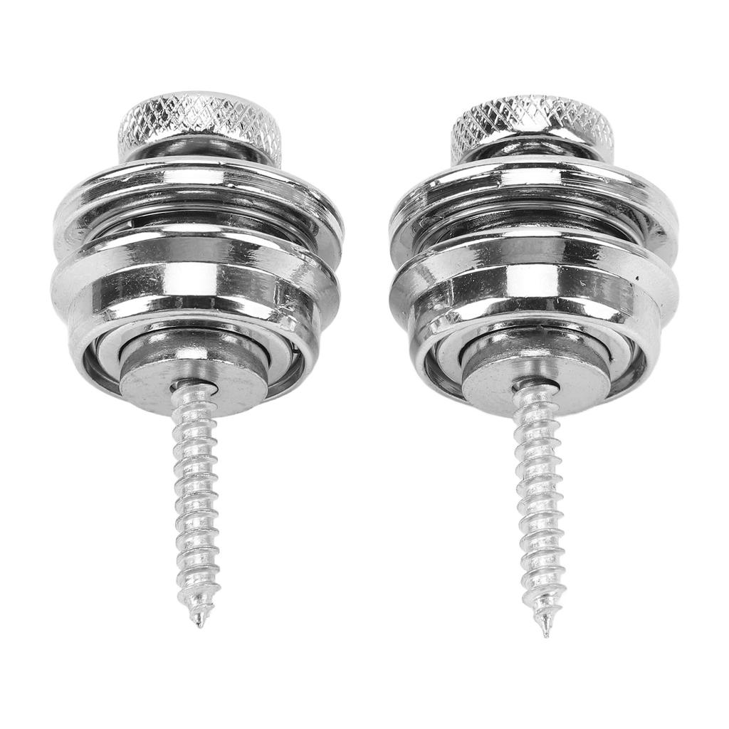 2Pcs Guitar Strap Locks Security Buttons Heavy Duty Metal Flat Round Head Non Slip Fall Resistant