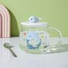 Heat Resistant Glass Cup Nordic Mug Home Office Couple Dolphin Cup Milk Coffee Cup with Lid Spoon