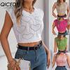 Spring Summer Heart-shaped Hollowed-out Crop Top for Women's Vacation