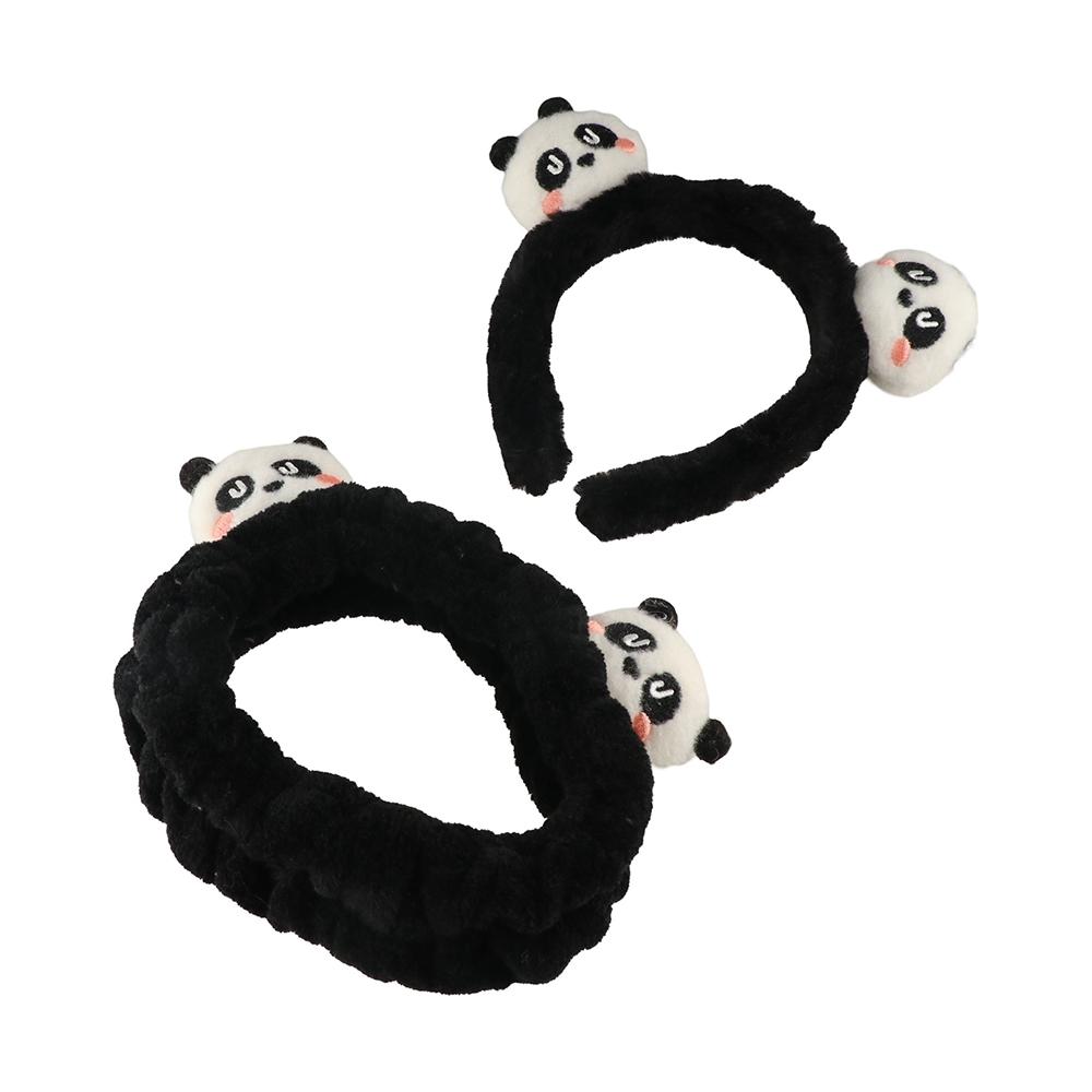 Пушистая плюшевая повязка на голову Каваий макияж Головной убор Изысканный обруч для волос с пандой Умывание