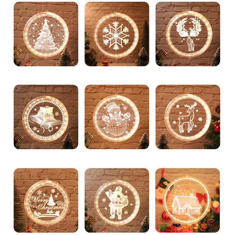 Рождественские огни 3D подвесные светильники Украшение комнаты Моделирование Спальня Праздничное украшение Окно Снеговик