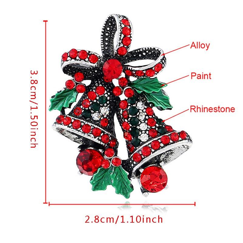 1PC/2PCS Vintage Christmas Brooch Pin Bells Bows Design Premium Corsage Fashion Party Jewelry Creative Holiday Gift For Women Girls