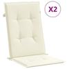 VidaXL Coussins de chaise de jardin dossier haut lot de 2 crème tissu 43181