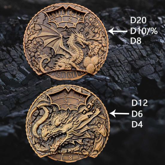Драконья рулетка кости Fidget Spinner прочный цинковый сплав 7-в-1 винтажный дракон вращающийся кончик пальца гироскоп металлические кости реквизит для ролевых игр RPG