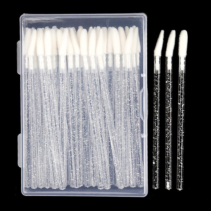 50 шт. Нейлоновая кисть для губ, инструменты для макияжа с хрустальной ручкой