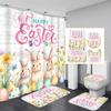 1/4 шт. Набор водонепроницаемых штор для душа с пасхальным кроликом и яйцом, декоративный набор для ванной комнаты, нескользящий коврик, крышка для унитаза, коврик для ванной и 12 крючков