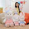 New Cute Jk Vertical Pattern Skirt Little White Rabbit Plush Toy Couple Rabbit Doll Give Girls Children Birthday Gifts
