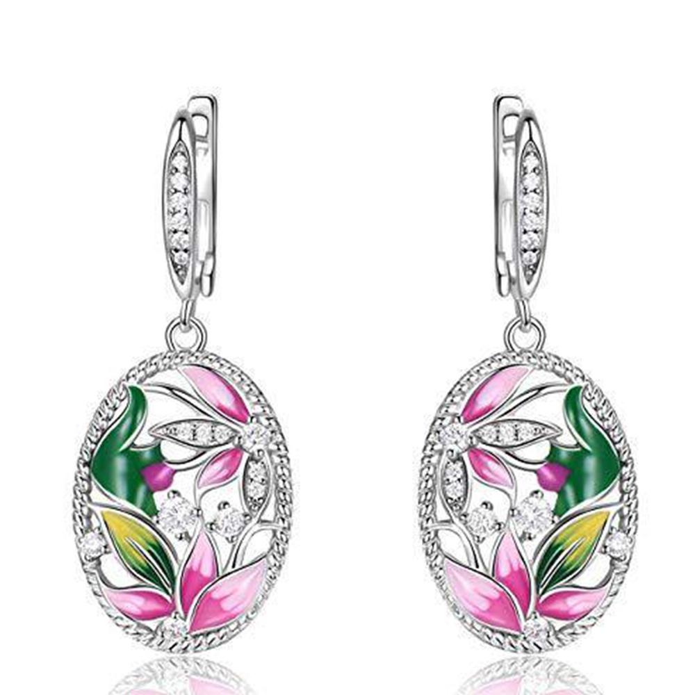 Серьги-подвески Huitan Colorful Floral Design для женщин, эстетичные серьги для свадебной вечеринки, подарок на день рождения, модные ювелирные изделия