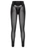 S-3XL Women‘s Shiny PU Leather Bralette and Mesh Leggings Set Zipper Detail Y-Back for Rave Festival Club Wear