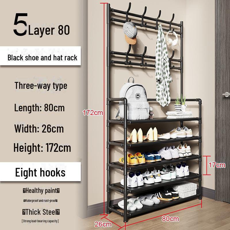 Стойка для обуви и шляп: Многоуровневый, экономящий место, напольный шкаф для хранения вещей на двери спальни
