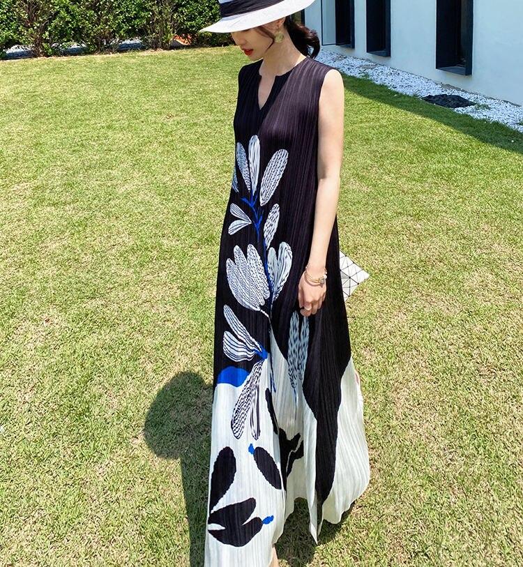 Складное платье с принтом, женское, европейское и американское, элитное, знаменитое, праздничное, с длинной юбкой, пляжное, тонкое, летнее платье 2022, женское