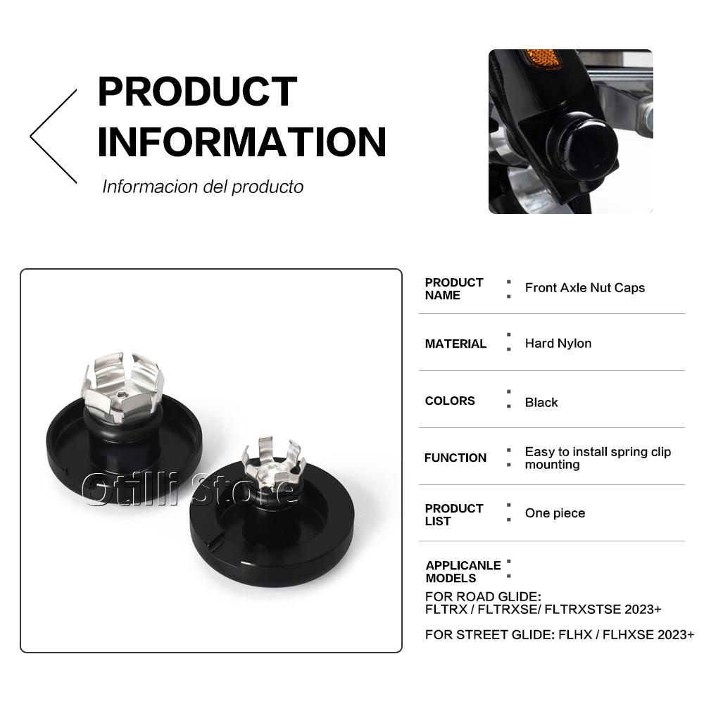 Motorcycle Front Axle Nut Cap Cover Wheel Hub Bolt Caps For CVO Street Glide FLHXSE Road Glide FLTRX FLTRXSE CVO Road Glide ST