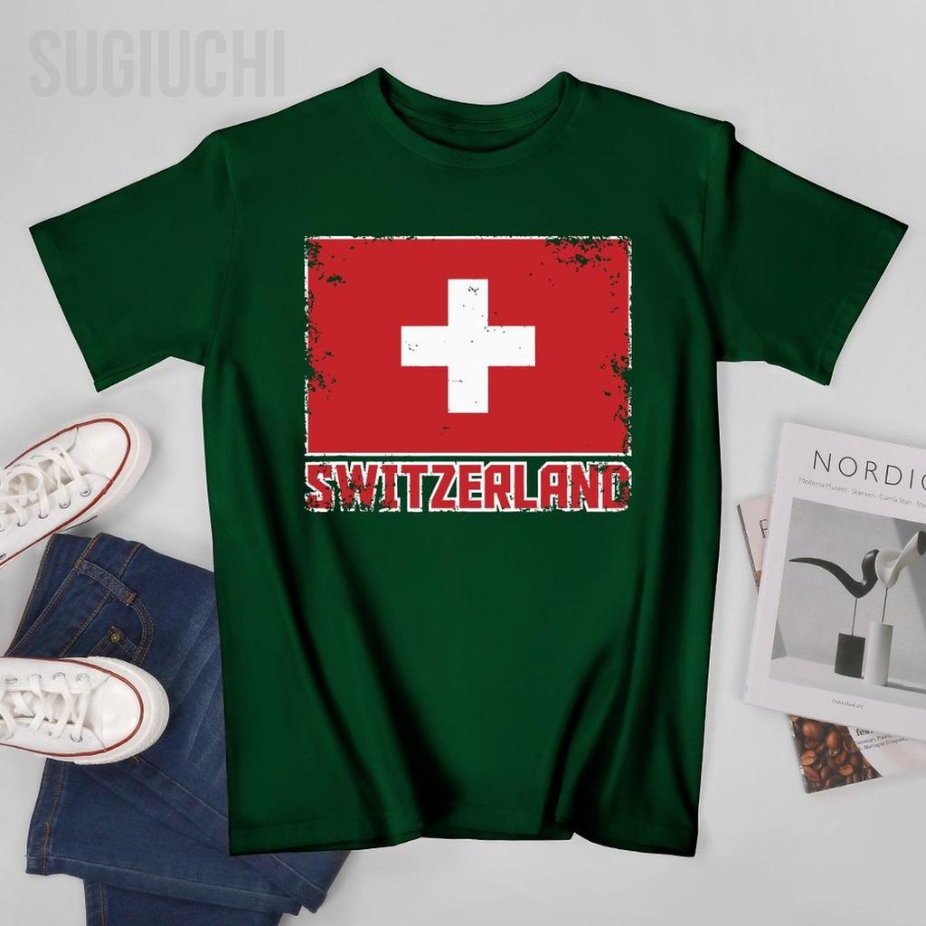 Unisex Vintage Switzerland Flag Suisse Swiss Tshirt Tees Oneck T Shirts WoUnisex Boys 100 Cotton TShirt