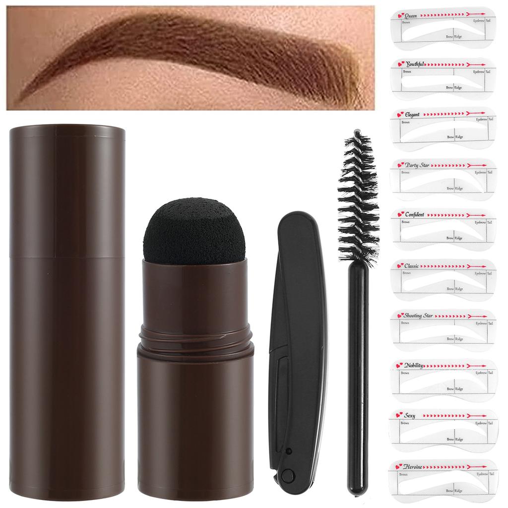 Набор для формирования бровей, пудра для определения бровей, 10 многоразовых трафаретов для бровей