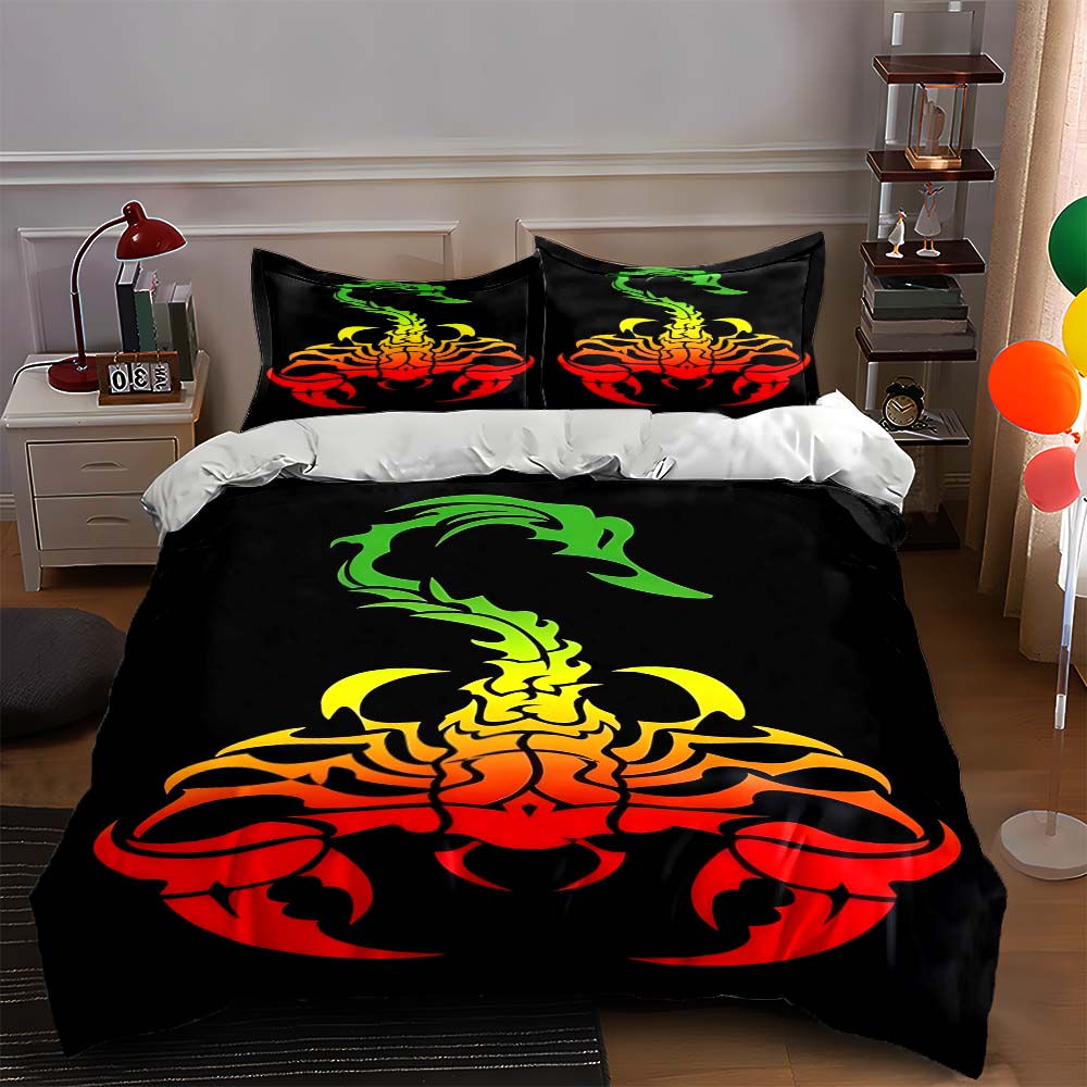 Fiery scorpion silhouette Bedding Duvet cover sets Duvet covers Pillowcases gifts (1 * Duvet Cover 2 * Pillowcases, without duvet insert)