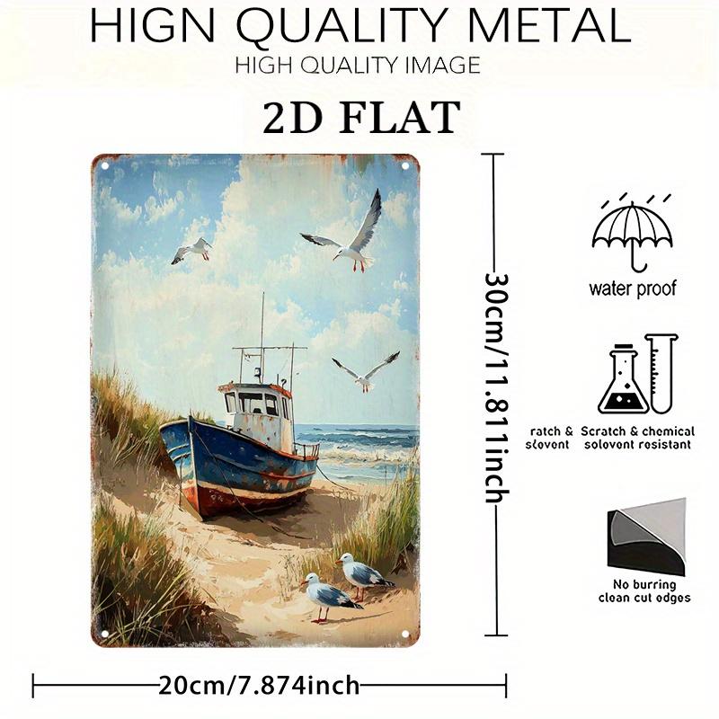 Vintage Nautical Boat Metal Wall Sign xcm Rustic Ocean Wave Decor Iron Plaque for Home Garage Farmhouse