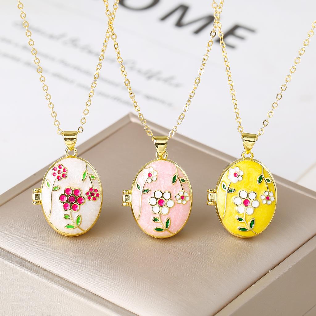 Luxury Enamel Art Handcrafted Rose Flower Pendant Necklace Creative for Women's Girls New Fashion Party Wedding Jewelry Gift