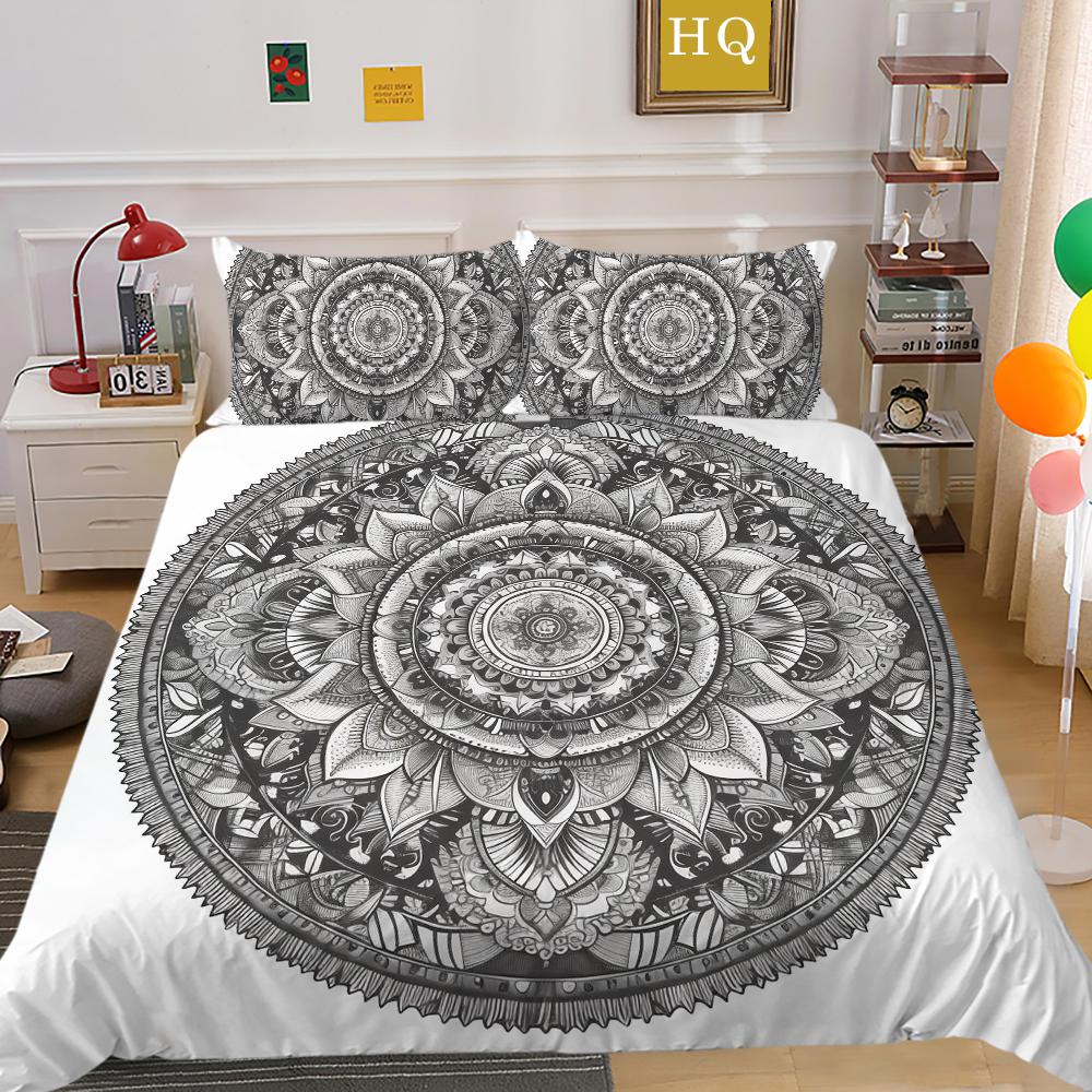 Mandala Printed Bedspreads Twin Size Microfiber Bedding Cover Cool Boy Fashion Duvet Cover Set Bedroom Decor