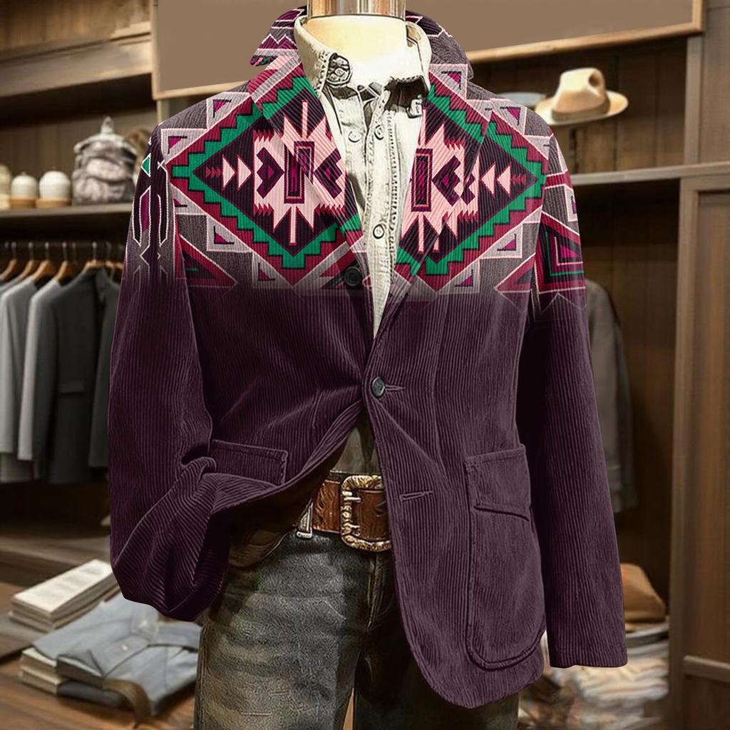 Мужской вельветовый теплый пиджак-кардиган с принтом и карманами, мужской повседневный костюм