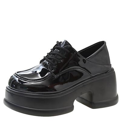 Мода 2024 года модные туфли на высоком каблуке женские кожаные женские туфли на платформе квадратный каблук на шнуровке оксфорды женские вечерние ролевые игры униформа платье обувь