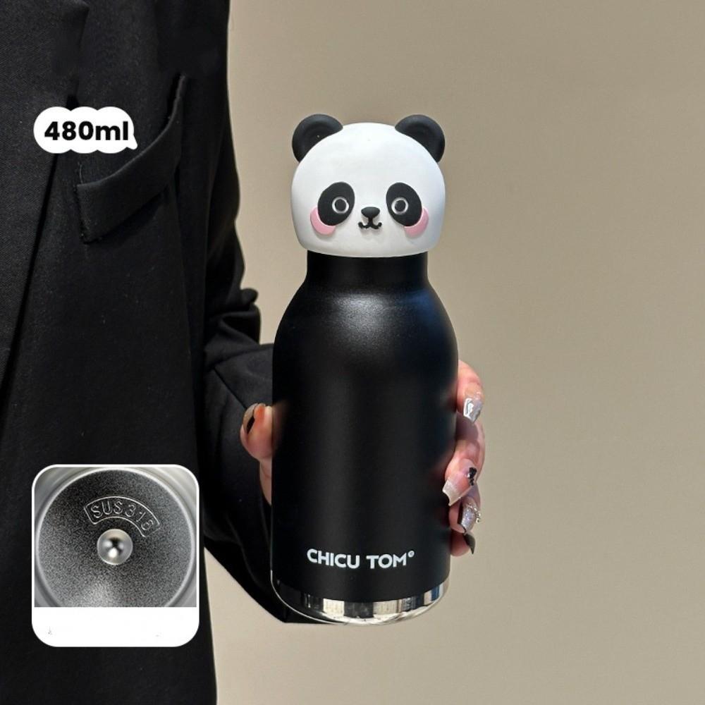 Cartoon Animal Shapes Insulated Water Bottle 480ml Vacuum Insulated Bottle For School Office Home