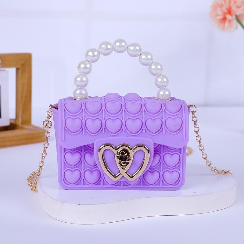 Силиконовая сумка Love Bubble Jelly, кошелек для снятия давления, сумка Pop It с ручкой из искусственного жемчуга, симпатичная сумка через плечо с цепочкой
