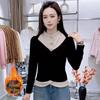 Женская красная французская двухслойная базовая рубашка - Стильный зауженный топ Осень/Зима 2026