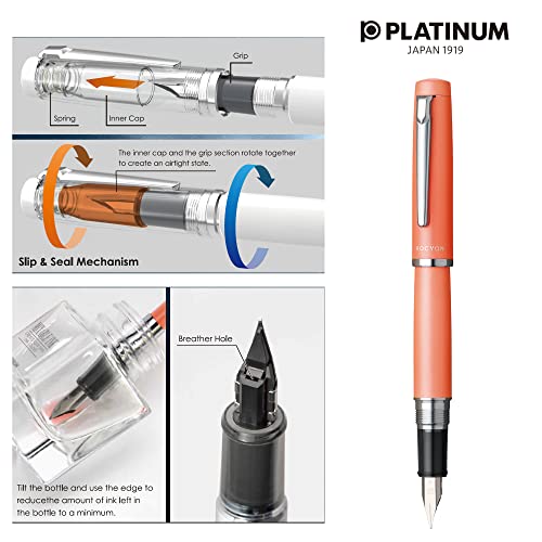Platinum PNS-5000 25-2 Procyon #25 Fountain Pen, Persimmon Orange, Fine Point