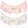 80 Inch Colorful Tassel Highchair Banner Pink/Blue First Birthday Dining Chair Flag  Baby Chair