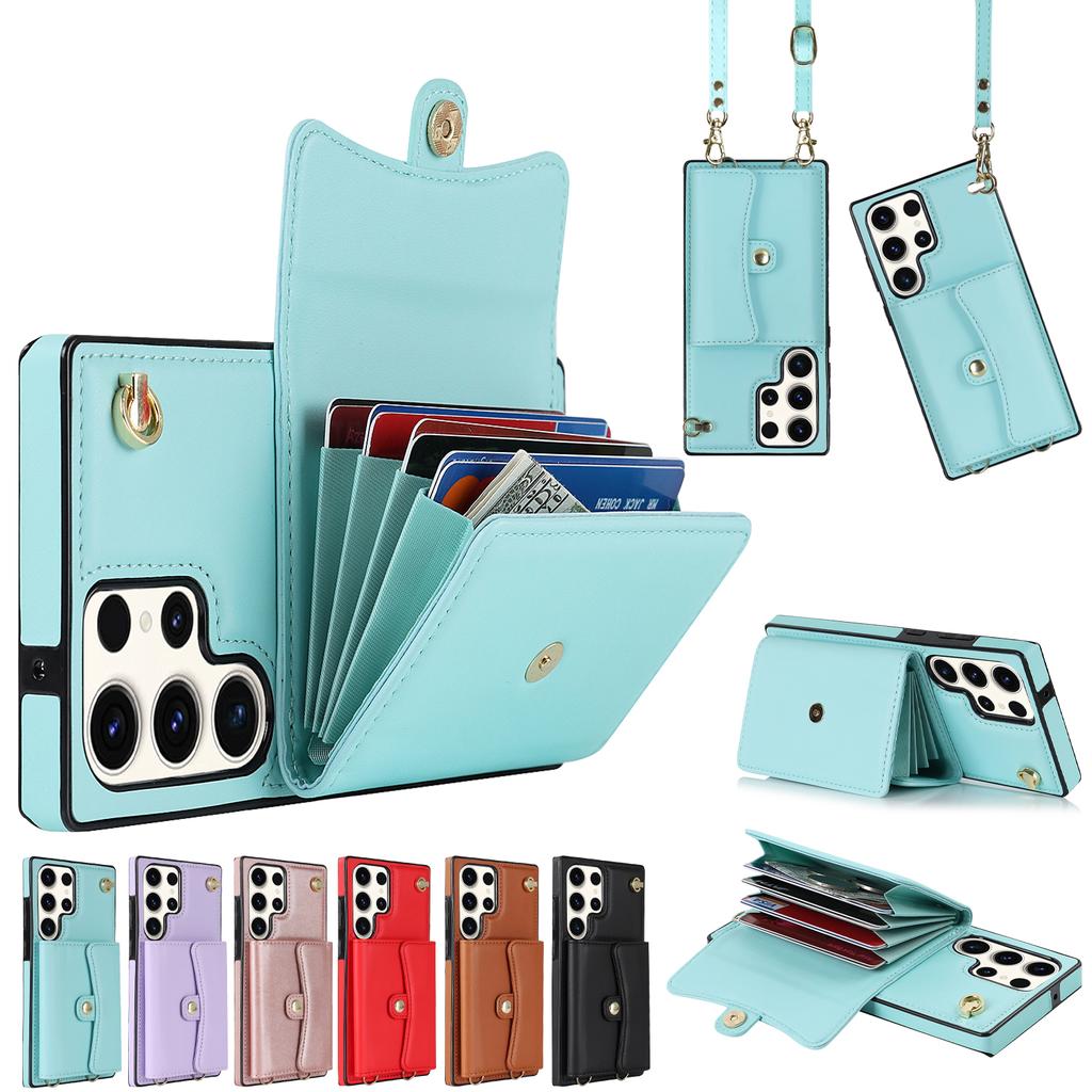 Роскошный кожаный женский чехол через плечо с 4 слотами для карт и держателем для телефона, чехол для серии iPhone/Samsung