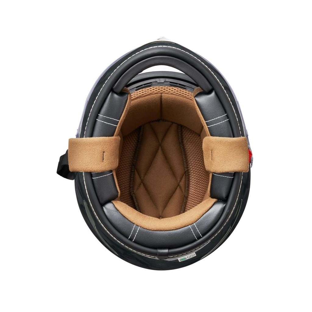 Мотоциклетный шлем MARUSHIN Neo Retro Full Face END MILL Vintage Metallic Green Размер M MNF1 02001333 (57-58см)