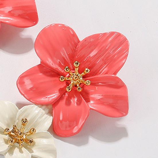 1 Pair Ear Studs Trendy Non-allergic Exquisite Elegant Double Layer Flower Design Women Earrings