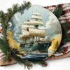Морской Корабль Бушующее Море Круглое Металлическое Настенное Искусство Железный Знак Декор для Домашнего Бара
