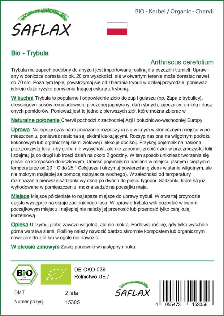 SAFLAX Garden in the Bag - Органический - Кервель - 800 семян - С субстратом в подходящем стоячем пакете - Anthriscus cerefolium