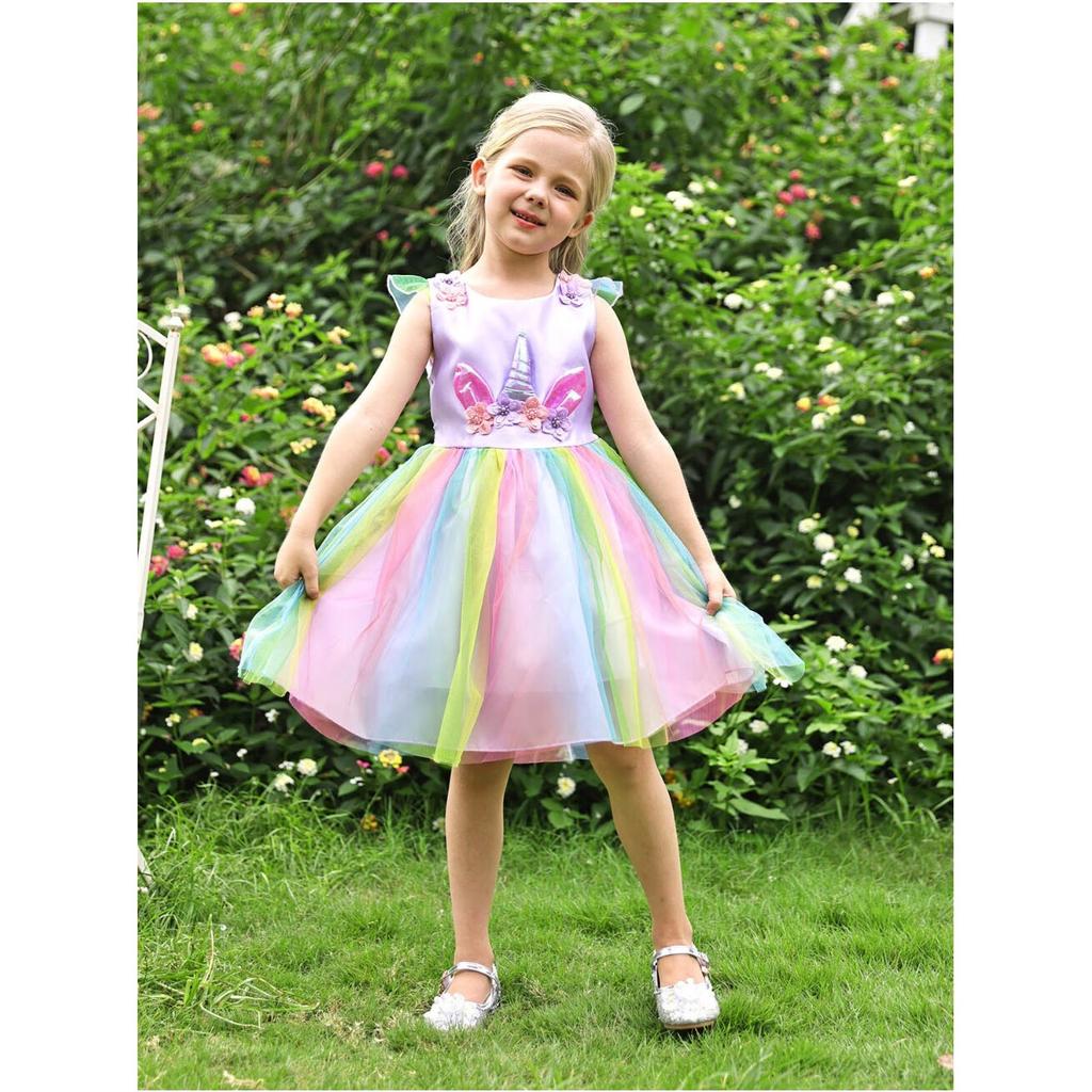 Unicorn for Girls Set with Headband and Necklace Premium Fabric 3-4 Years 110 cm Purple