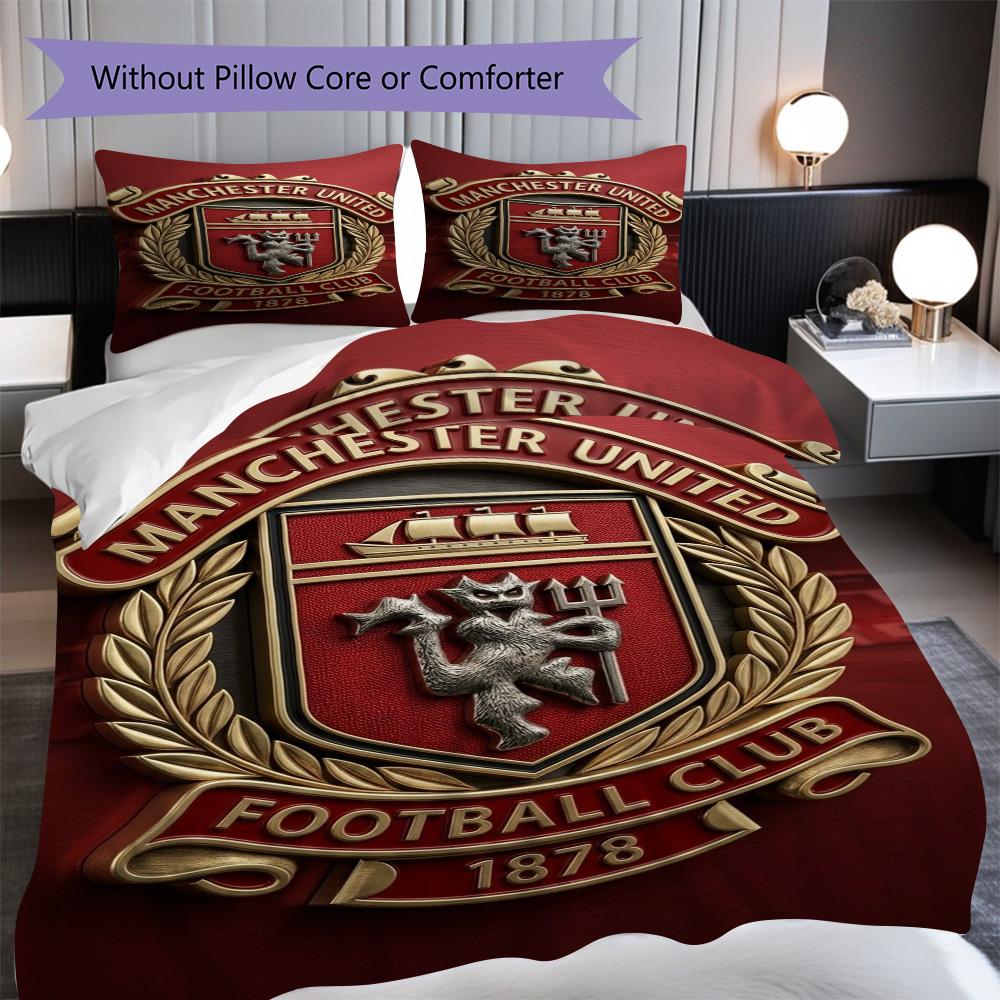 Manchester Glory Bedding (1 * duvet cover + 2 * pillowcase, without core) 2D Flat Soft and comfortable Christmas birthday gift