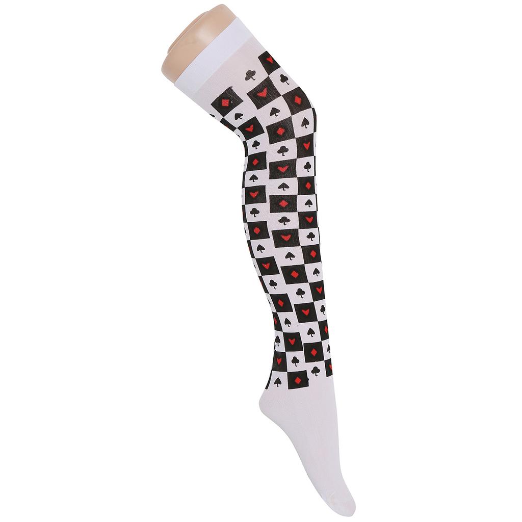 Women's Cosplay Dance Party Costume Props Red Queen Diamond and Red Hearts Tights Stockings HCPS-047