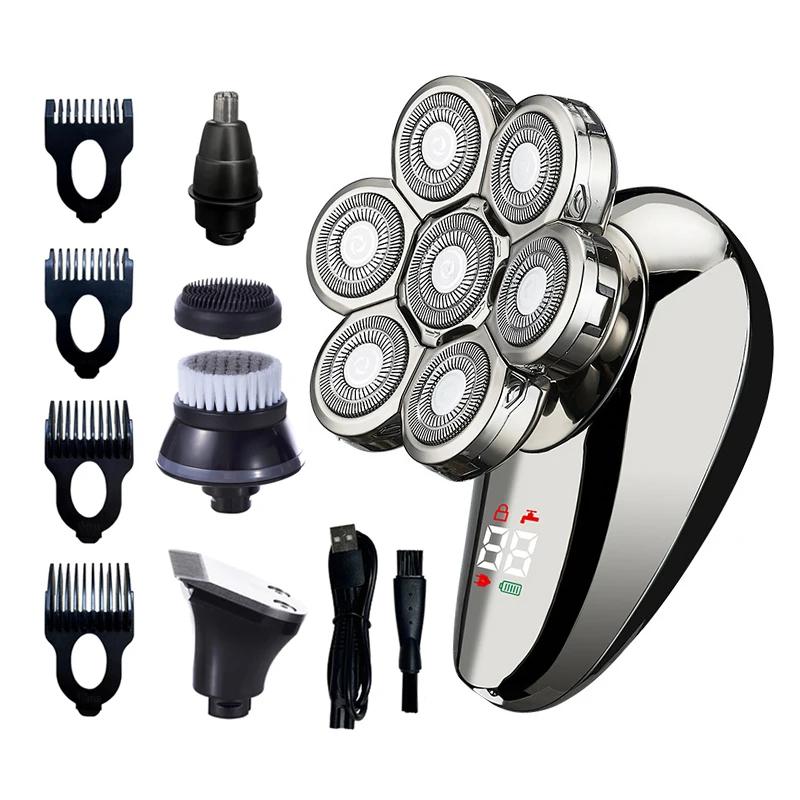 5 In 1 Electric Shaver For Men Bald Head Hair Clipper Nose Trimmer Floating 7D Blade Head Shaving Beard Knife Rechargeable Razor