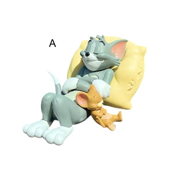 T-ом и Джерри Полимерная фигурка Милый спящий кот-мышь Украшение на приборную панель автомобиля Настольное украшение Коллекционный мультяшный персонаж для автомобиля дома