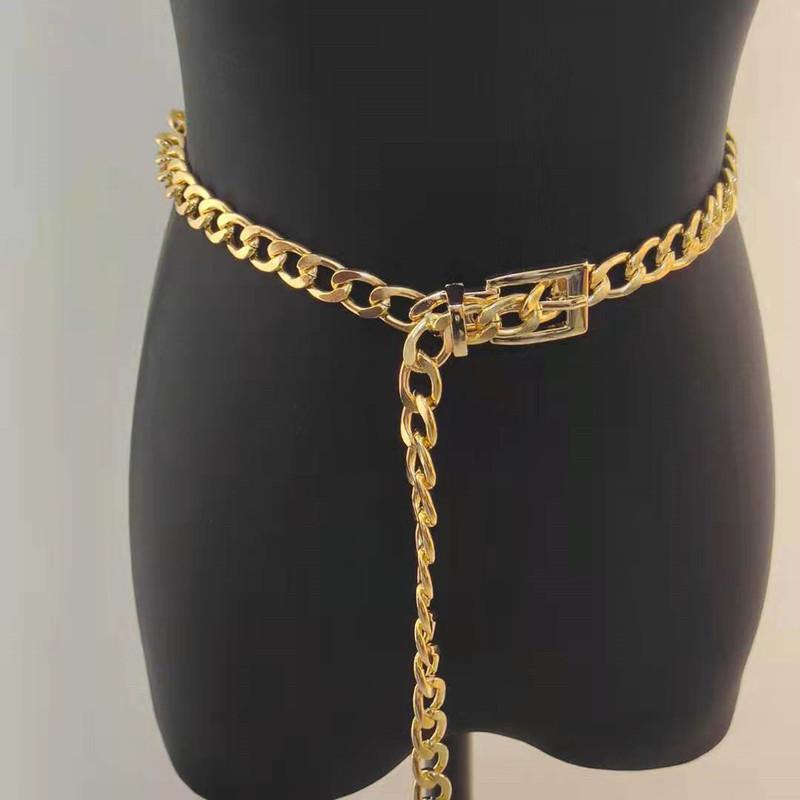 European and American Simple Thick Chain Belt Buckle Waist Chain for Women Fashion Trendy Waist Decoration Personalized Punk Metal Chain Waist Chain