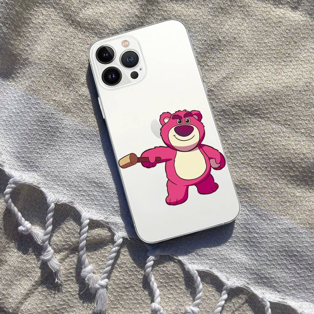 Милый чехол для телефона L-Lotso для iPhone 17/16/15/11/13/14 Pro Max Plus/X/Xr/Xs Max/12mini Air Прозрачный Clear