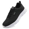 Men's Running Shoes Black PU Upper Flat and Comfortable Walking Shoes Lightweight and Wide Footed Casual Sports Leather Shoes